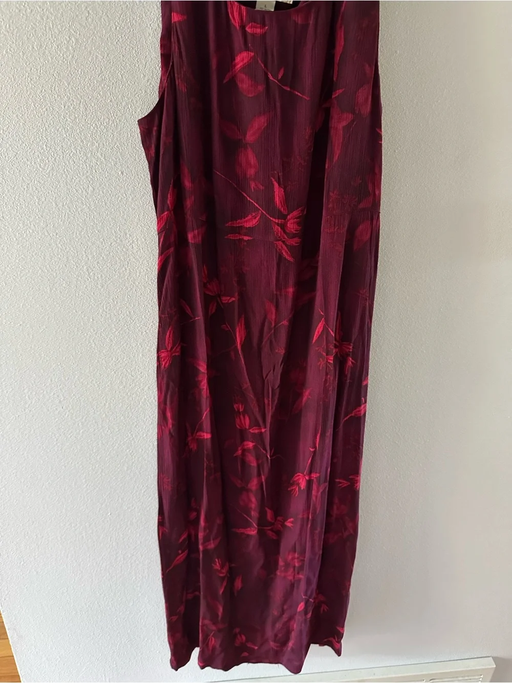 Pink/Maroon Rayon Vtg tank dress- calf length